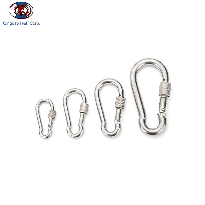 HF din 5299 form d screw climbing 8cm galvanized screw hook lock steel carabiner