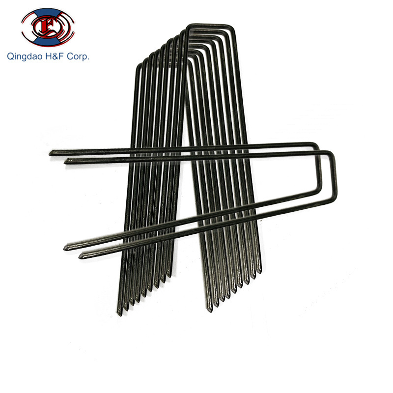 HF Wholesale Garden Peg Pins 6 Inch U Shaped Steel Staple Ground Galvanized Pegs U Shape Lawn Nail