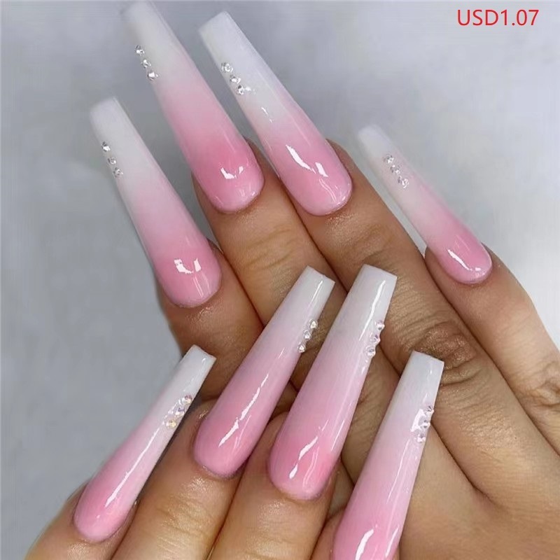 JP1529  Acrylic Stick False Nails 24 Pcs Press on Nails Medium glamnetic Almond Glue on Nails False for Women and Girl