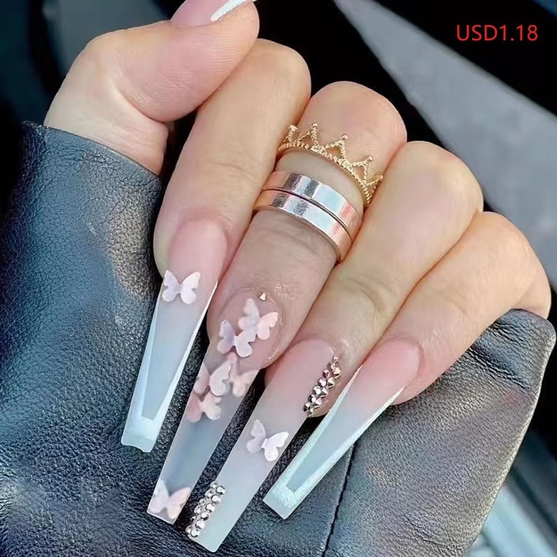 JP1529  Acrylic Stick False Nails 24 Pcs Press on Nails Medium glamnetic Almond Glue on Nails False for Women and Girl