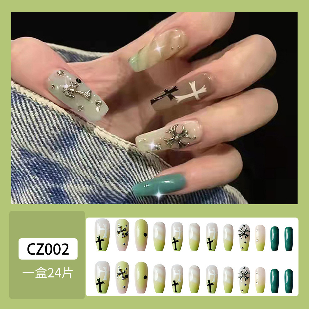 cz002 24pcs/set Rainbow Ballerina Full Cover/Half False Nail Art Artificial Long Tips Coffin Designed acrylic Press On Nails