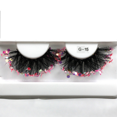 G-15 Gel Studded diamond eyelashes sequins decal lashes with sequins gem lashes decoration glitter faux mink lashes