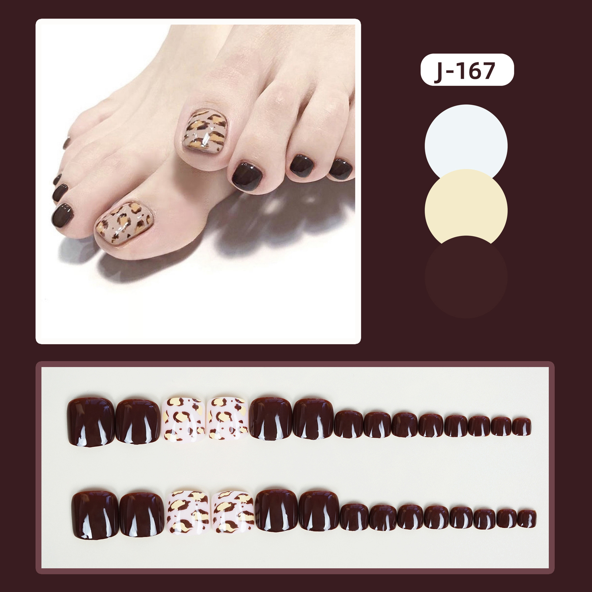 J167 Toe False Nail Tips Set Press On Nails With Rhinestones Full Cover Artificial Toenails Fingernails