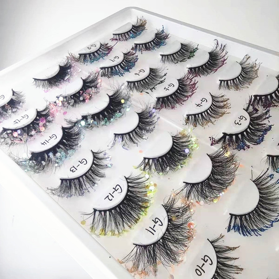 G-15 Gel Studded diamond eyelashes sequins decal lashes with sequins gem lashes decoration glitter faux mink lashes