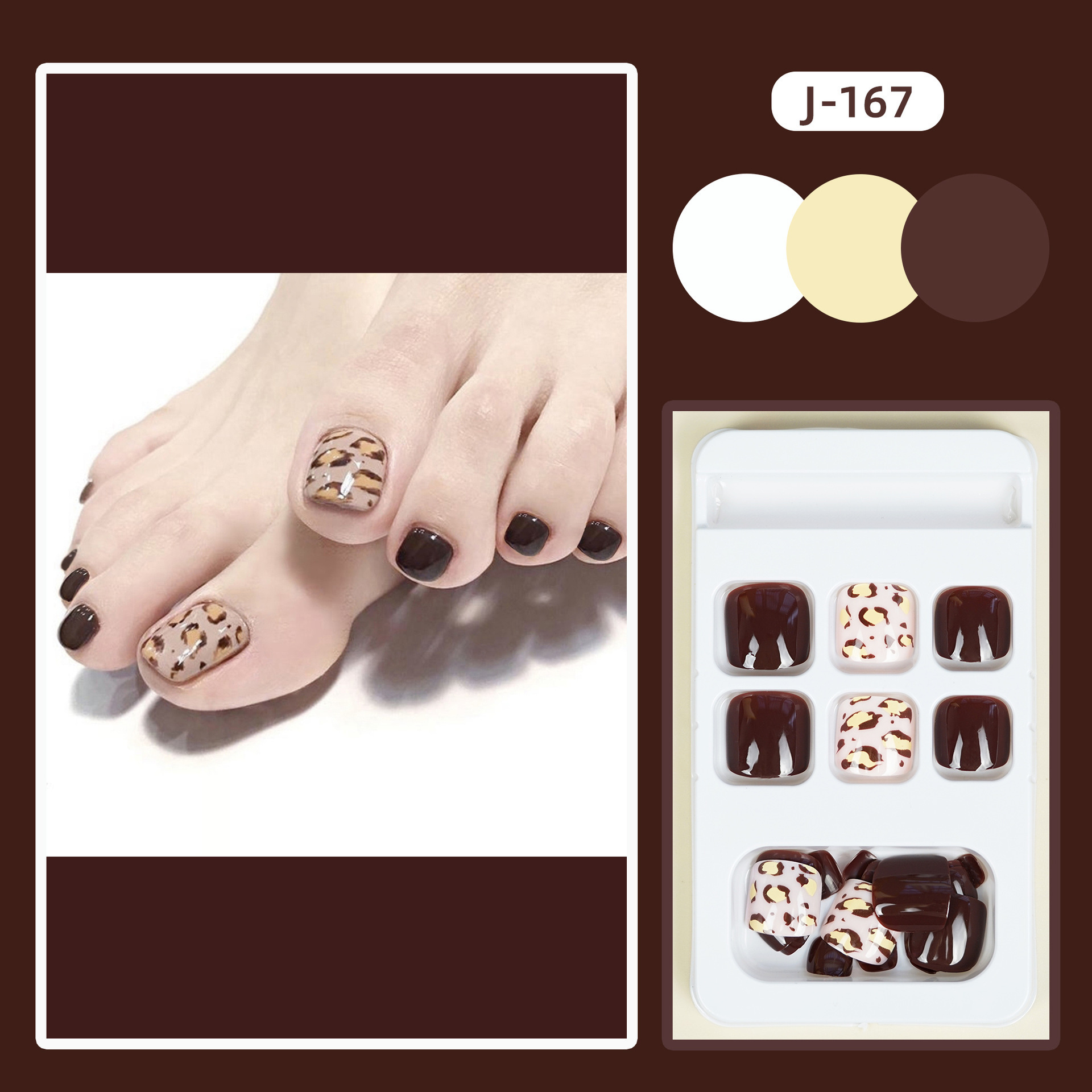 J167 Toe False Nail Tips Set Press On Nails With Rhinestones Full Cover Artificial Toenails Fingernails