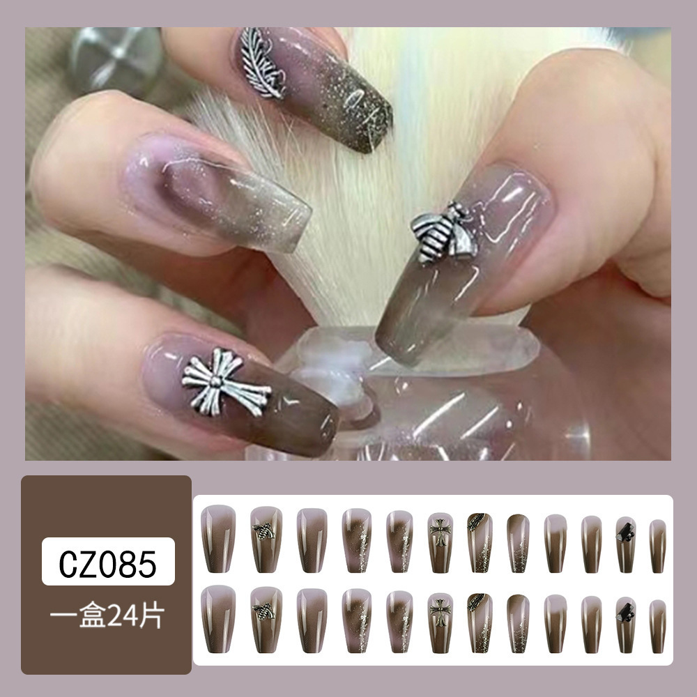 cz002 24pcs/set Rainbow Ballerina Full Cover/Half False Nail Art Artificial Long Tips Coffin Designed acrylic Press On Nails