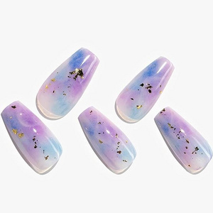 Soft Purple Gel False customizable Reusable Acrylic Invisible Rainbow Stick Nails Press on Nails for Women