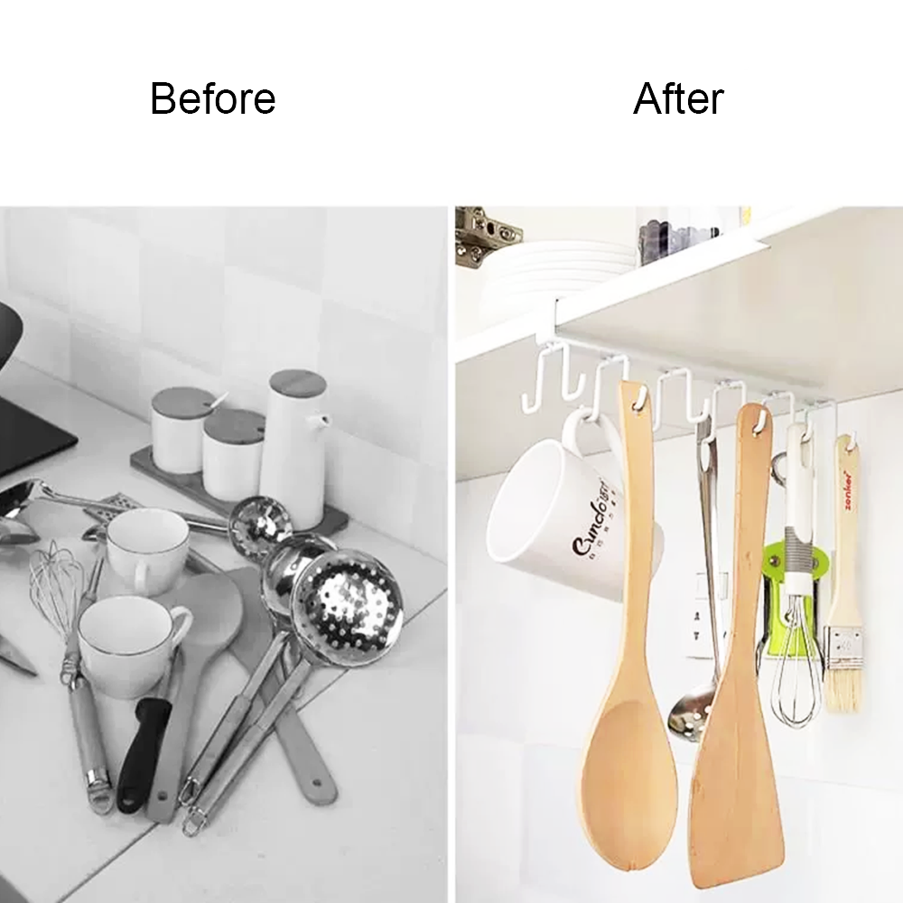 Kitchen hook rack cabinet Novelty hanging No hole punching iron partition finishing rack