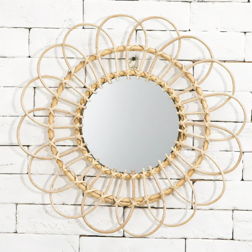 New Style Modern Woven Luxury Rattan Mirror Boho Nursery Home Decor for Girl