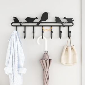 Modern Novelty Wall Hooks for Home Organization with Self-adhesive Backing for Tool-free Mounting bird shape