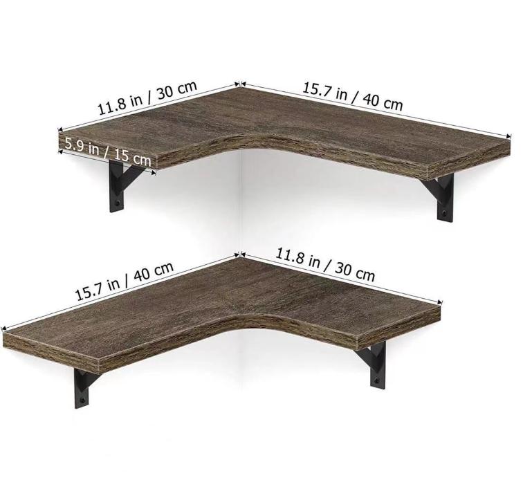 Hot sale 3 sets walnut kitchen mount wall corner shelf corner shelf organizer