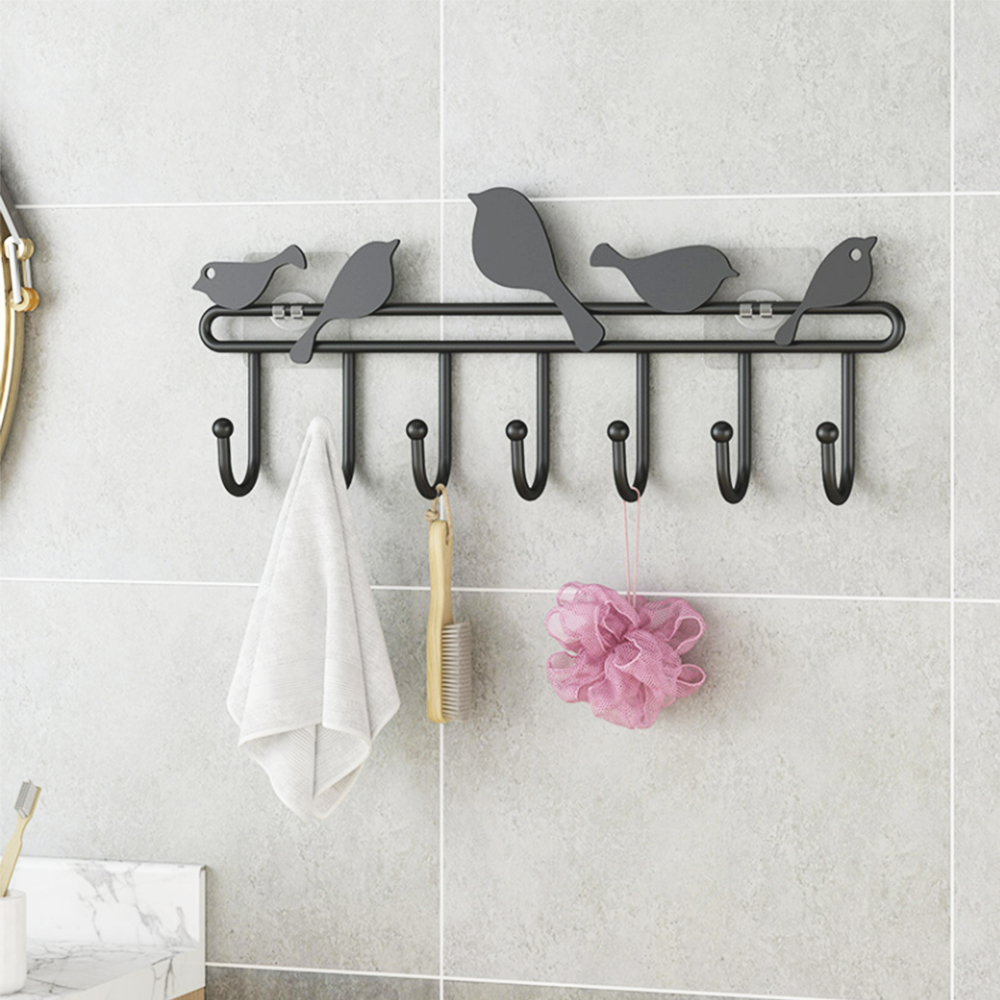 Modern Novelty Wall Hooks for Home Organization with Self-adhesive Backing for Tool-free Mounting bird shape