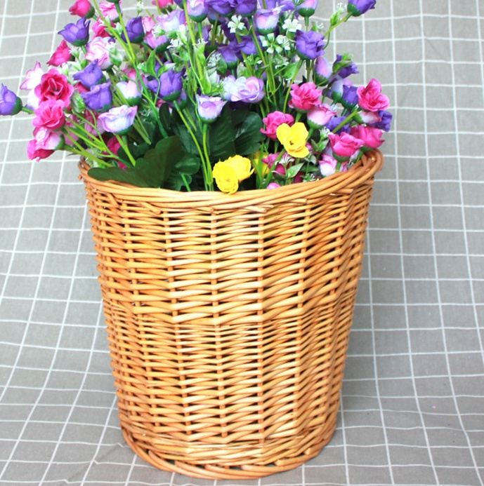 Wholesale circular rattan flower basket bedroom household simple garden style floor flower pot basket storage