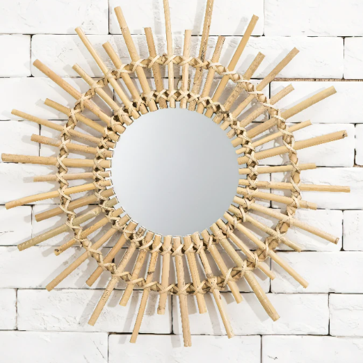 New Style Modern Woven Luxury Rattan Mirror Boho Nursery Home Decor for Girl