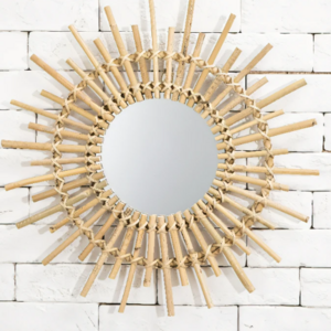 New Style Modern Woven Luxury Rattan Mirror Boho Nursery Home Decor for Girl