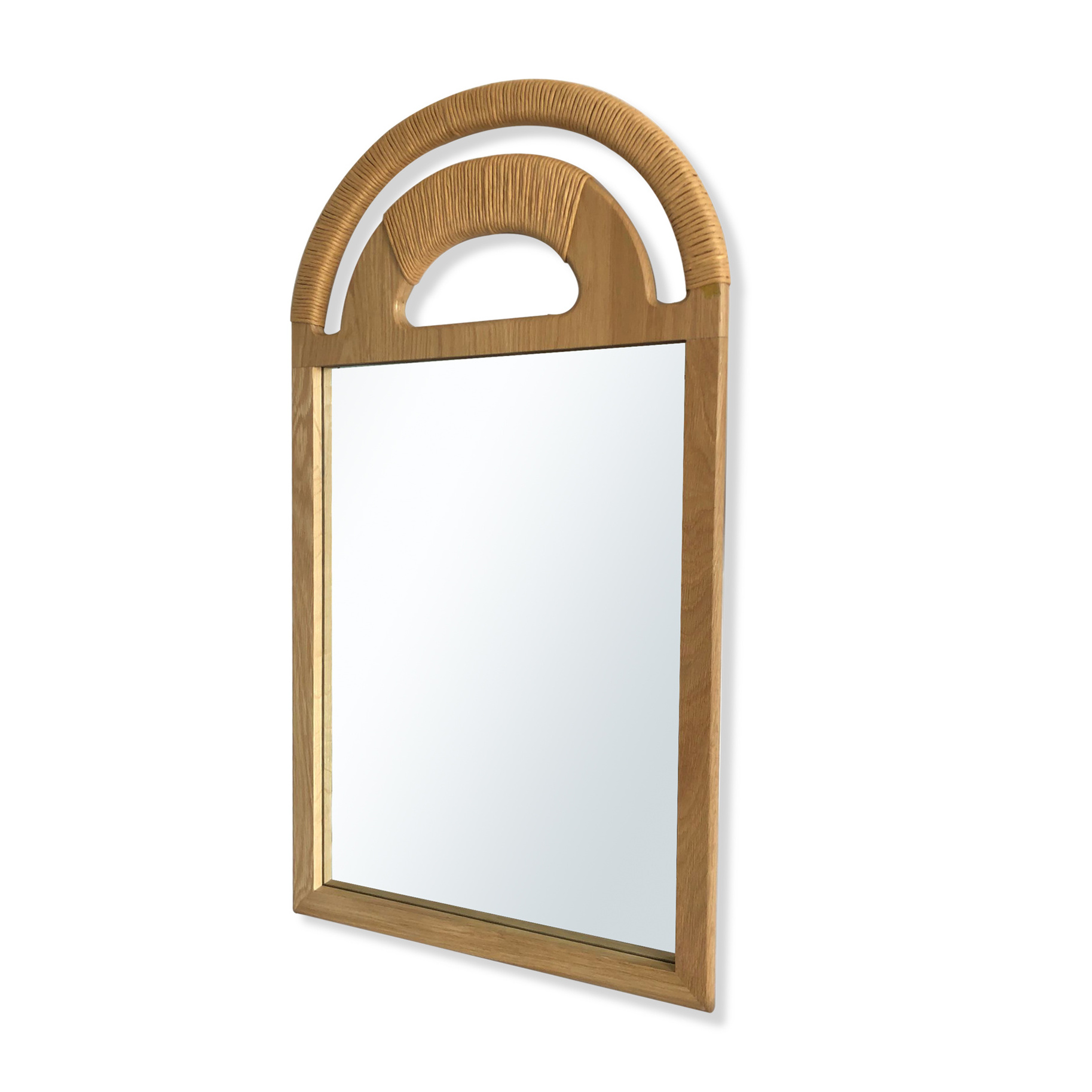 New design mirror manufacturer customized wall arched decorative home mirror with paper rope