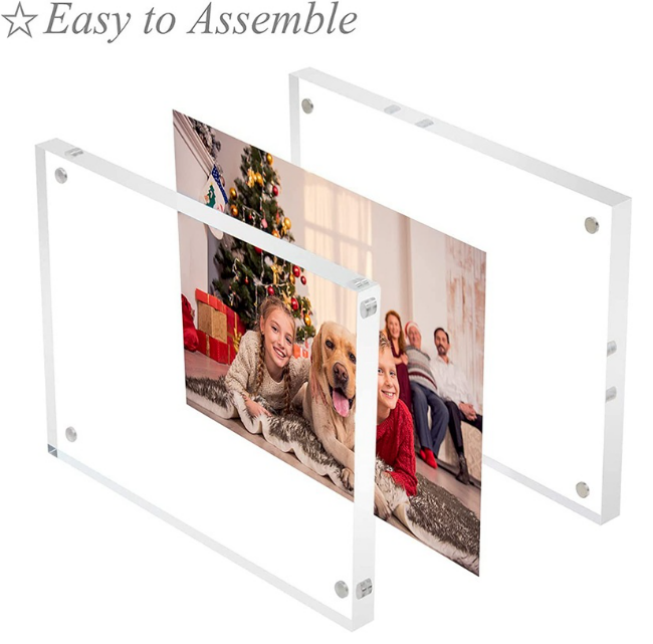 12mm thickness magnetic transparent standing clear acrylic photo frame picture frame