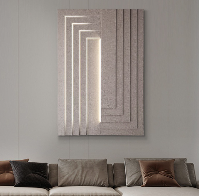 New design customized 5D textured abstract home hallway LED art wall hanging decor