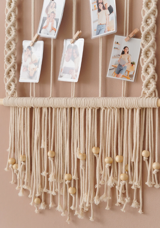 Factory cotton Macrame boho Photo Hanger Photo Wall Hanging Display Picture Collage living room