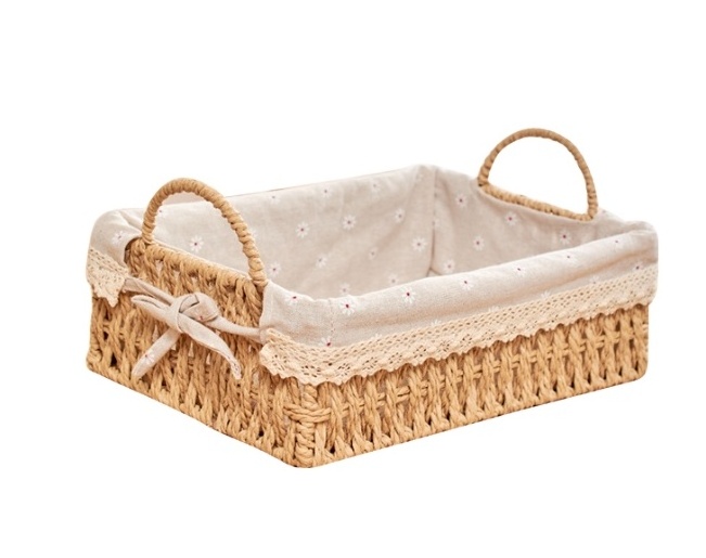 Rattan fabric knitting picnic toy cosmetics desktop organizer basket cloth key box storage basket