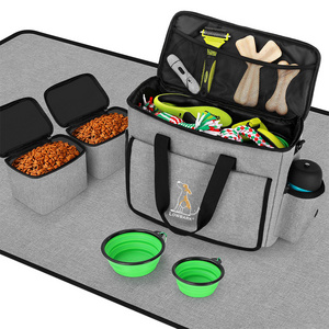 Outdoor Travel Pet Dog Accessories Organizer Kit Portable Leakproof Bowl Kit For Food And Water