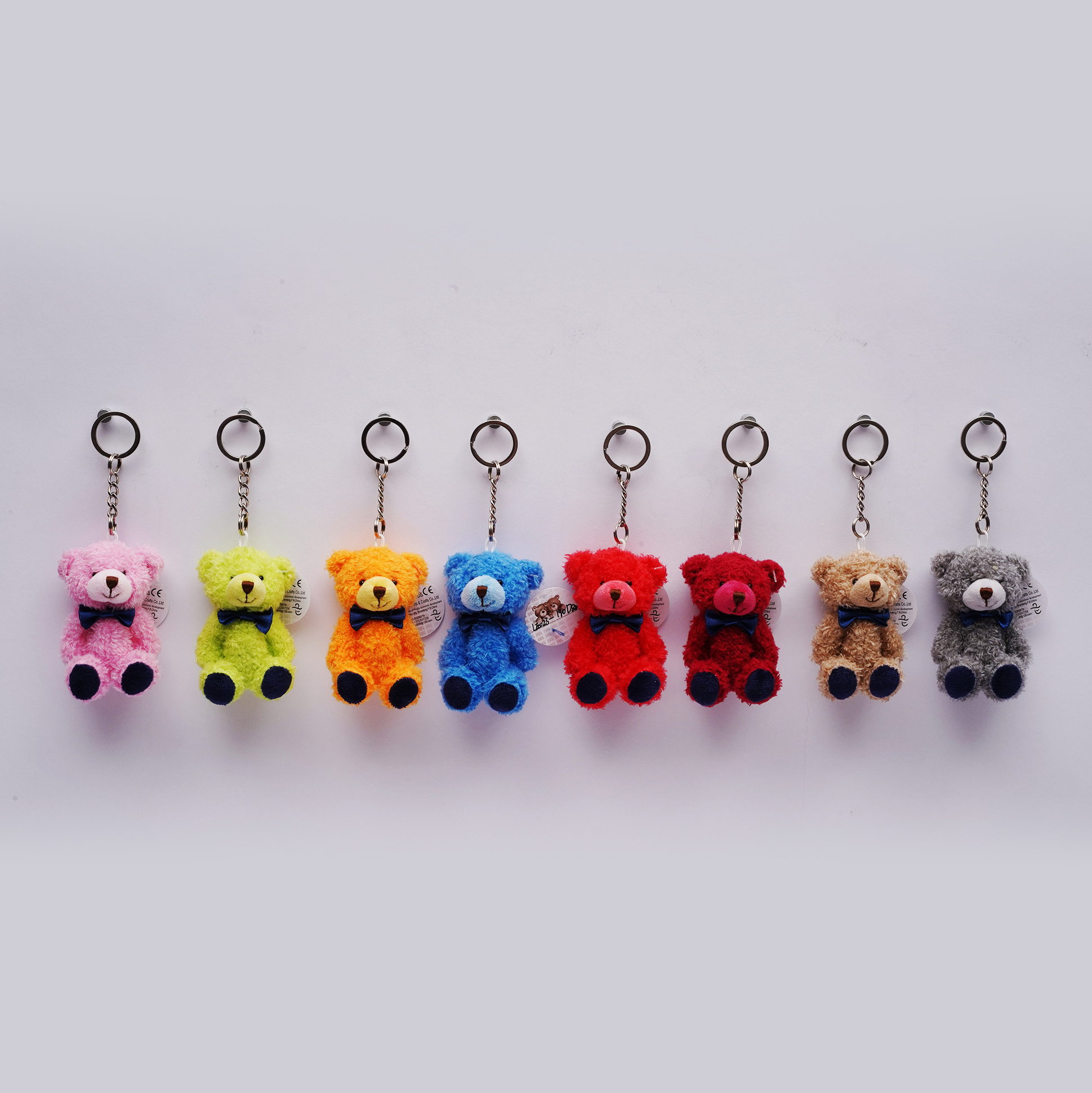 mini cheap plush keychain toy factory  teddy bear 8cm OEM Colors Bear Crane Machine Mini keychain Plush Toy Vending Machine