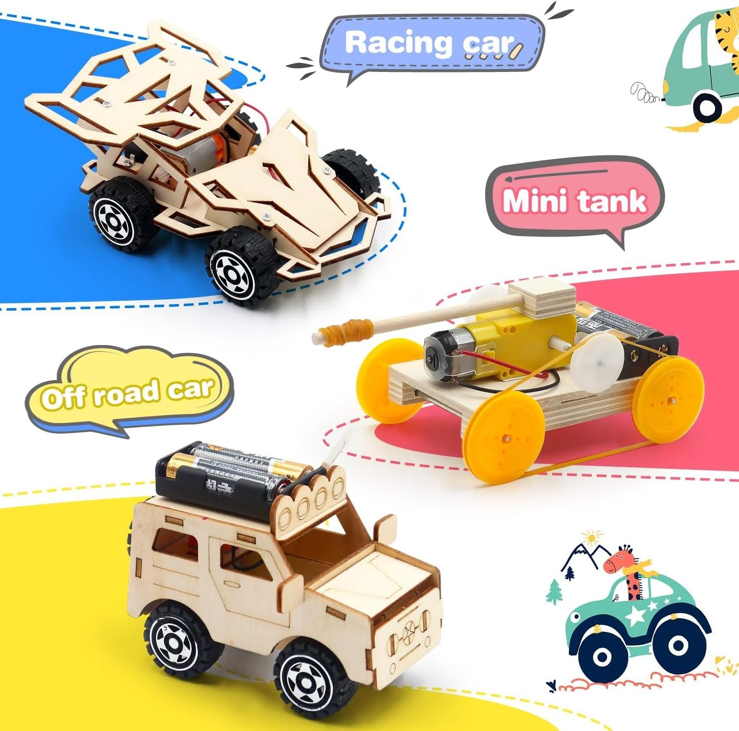 MI  DIY 3D Puzzle Jeep Wind Car Racing Car Science Engineering Toys Stem Toys Science Kit For Kids Educational Kids Electric Car