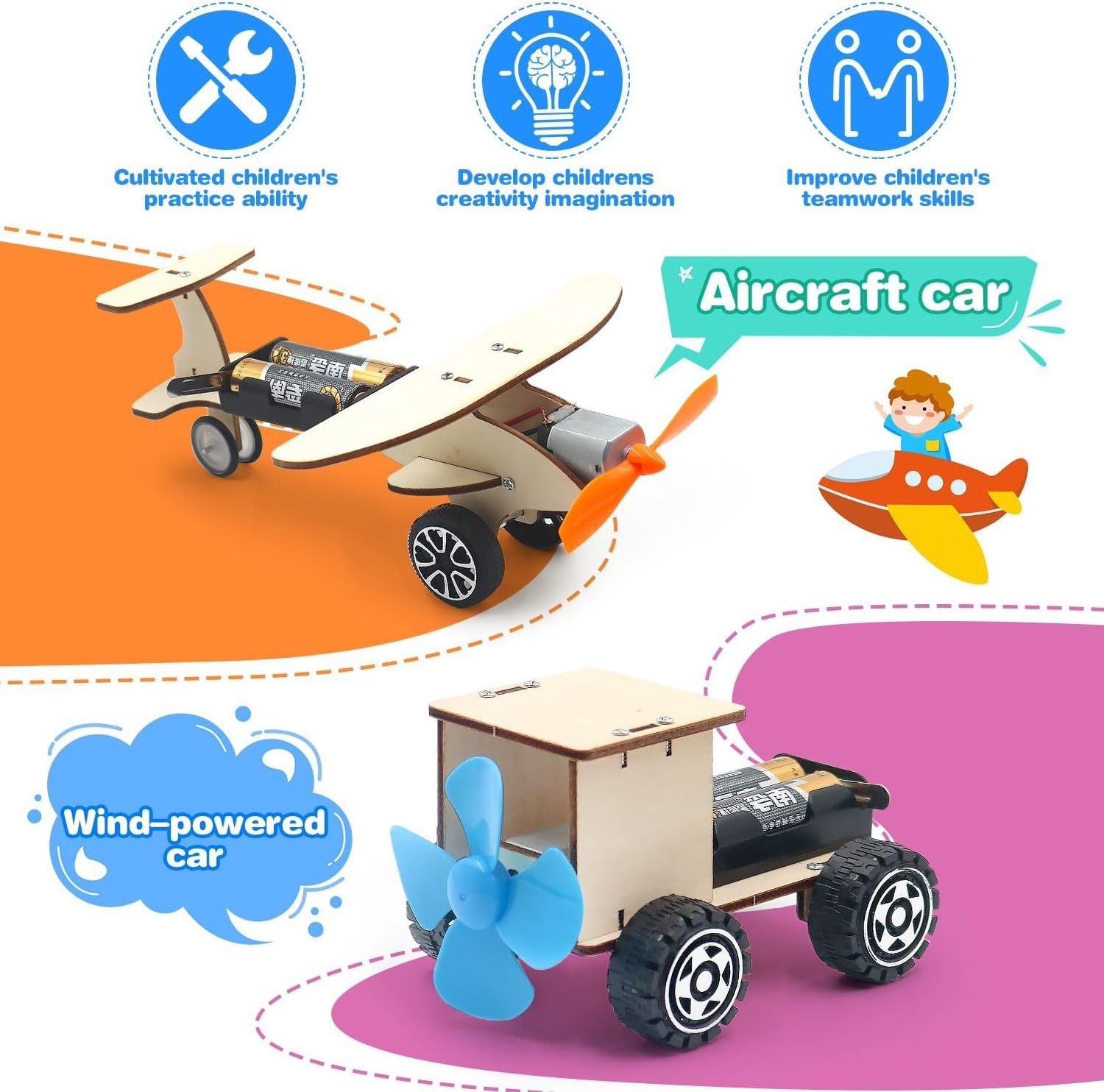 MI  DIY 3D Puzzle Jeep Wind Car Racing Car Science Engineering Toys Stem Toys Science Kit For Kids Educational Kids Electric Car