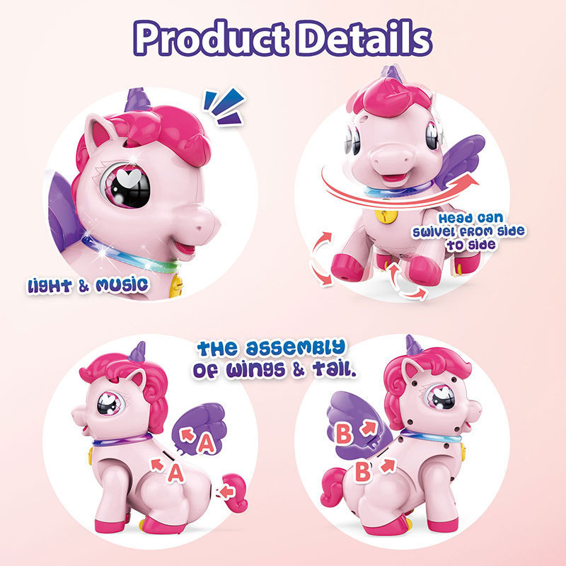 Felisu Cute animal Walking Music Toy Toddler Dance Robot Children's Toy Electric Unicorn (with lights and music)