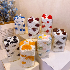 Wholesale creative birthday cake shape fruit cup scented candle for cute and good-looking send girlfriends home decoration