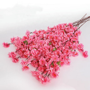 Amazon hot selling silk artificial flower peach blossom branch cherry blossom for the living room furniture landscape decoration