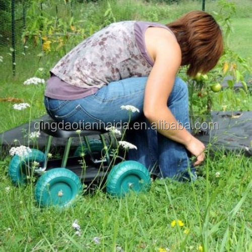 Outdoor Garden Gardening Yard Work Seat Bench Rolling Scooter Stool Cart