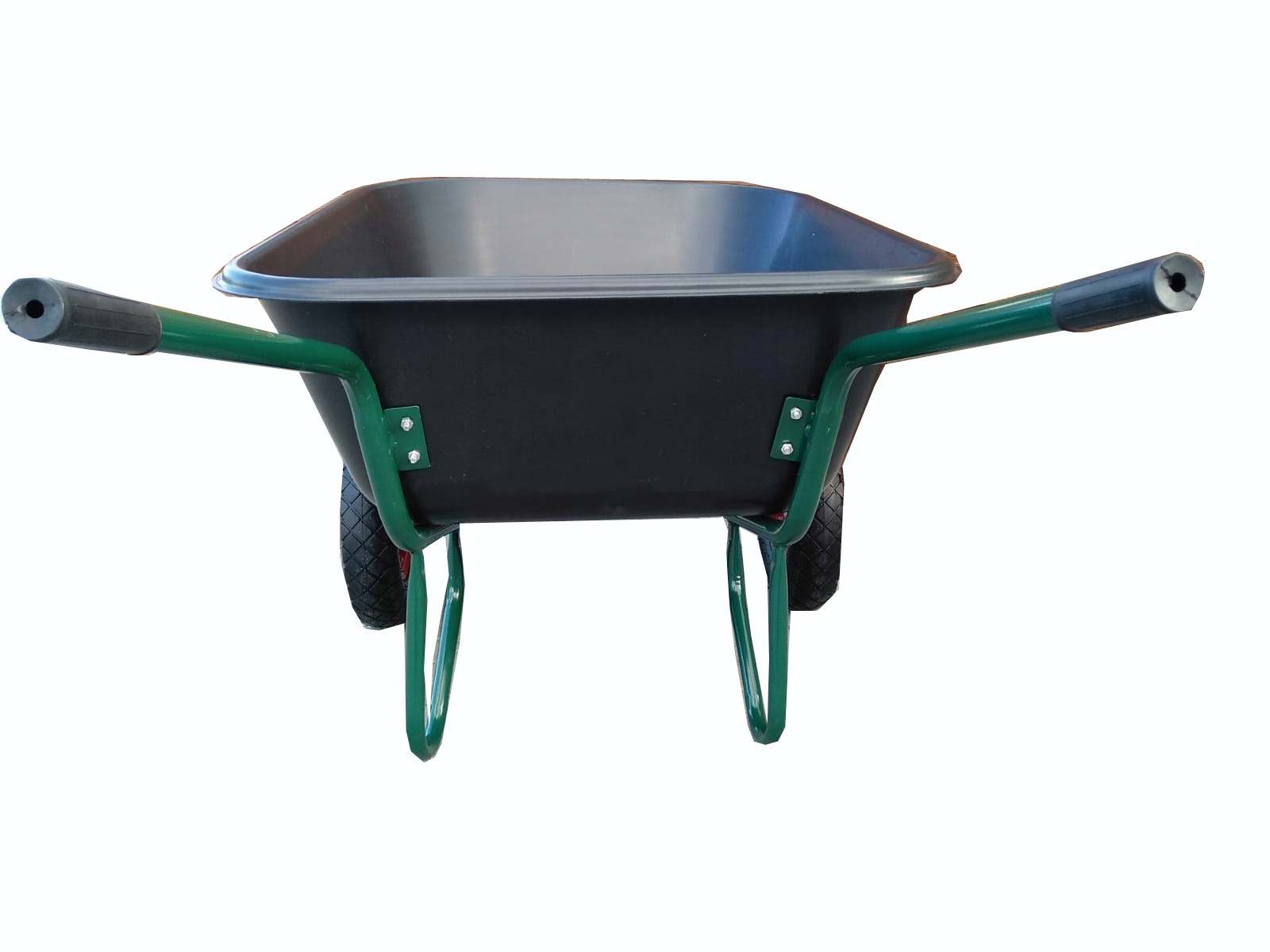 Large  double wheel poly tray two wheels handle barrow tipper plastic steel wheelbarrow