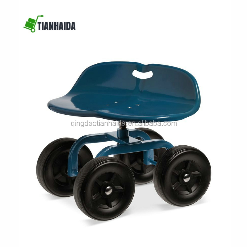 Outdoor Garden Scooter Yard Rolling Stool Cart Work Seat Bench Wheels Low Rider