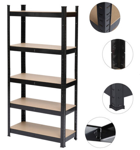 High Quality Black Color Portable Metal Storage Shelving Racks Kitchen Office Unit