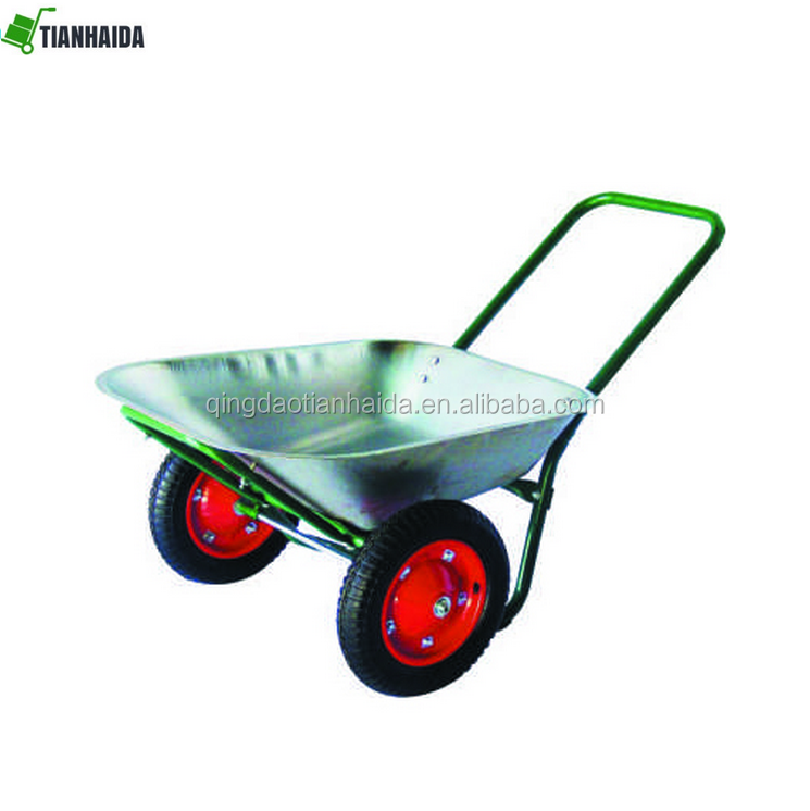 WH3600   100L Three Wheels Uganda Plastic Tray Construction Trolley Wood Handle Wheelbarrow