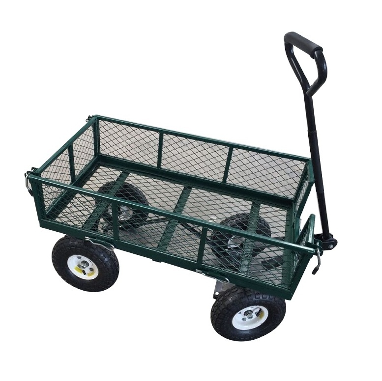 TC1840A heavy duty garden farm steel mesh tool cart  balloon wheel beach cart