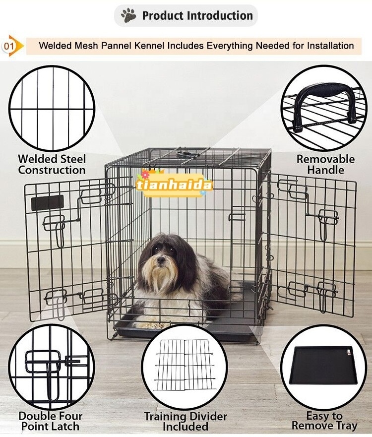 Wholesale Manufacturer 24 30 36 42 Inch Metal Foldable Dog Crates Cage