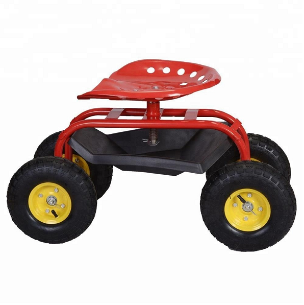 Garden Cart with Seat and Wheels Rolling Garden Stool. 4-Wheel Rolling Gardening Work Seat Cart Lawn Yard Patio Wagon Scooter