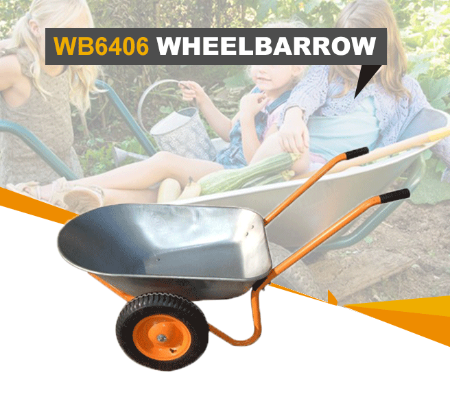 wb6406 construction two wheel wheelbarrow double wheel  garden wheel barrow