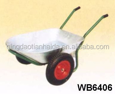 wb6406 construction two wheel wheelbarrow double wheel  garden wheel barrow