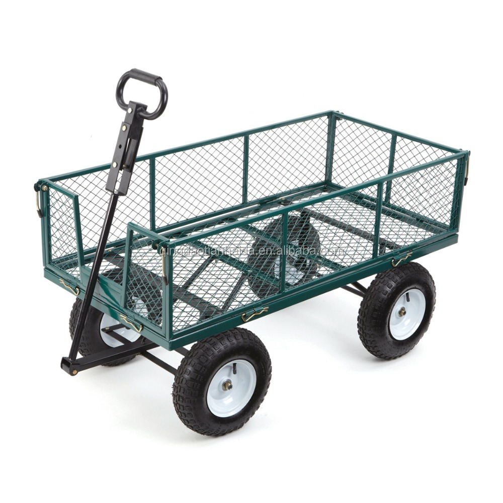 Farm & Ranch FR100F Steel Flatbed Utility Cart with Padded Pull Handle and 10-Inch Pneumatic Tires FR100F