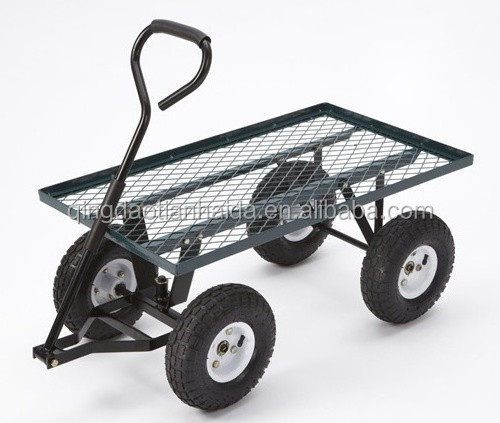 Farm & Ranch FR100F Steel Flatbed Utility Cart with Padded Pull Handle and 10-Inch Pneumatic Tires FR100F