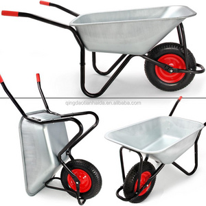 EU mail order 100l Galvanized 200kg Garden Trolley Transport Cart heavy duty steel construction wheel barrow wheelbarrow