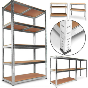 5 Tier Boltless Metal STORAGE Rack/Shelving Wire Silver Shelf Kitchen/Garage UNIT