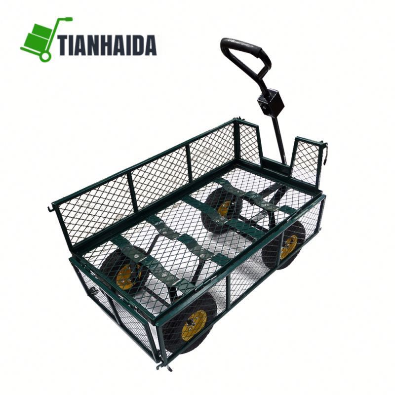 Hot sale  4 Wheel Yard used garden mesh wagon cart