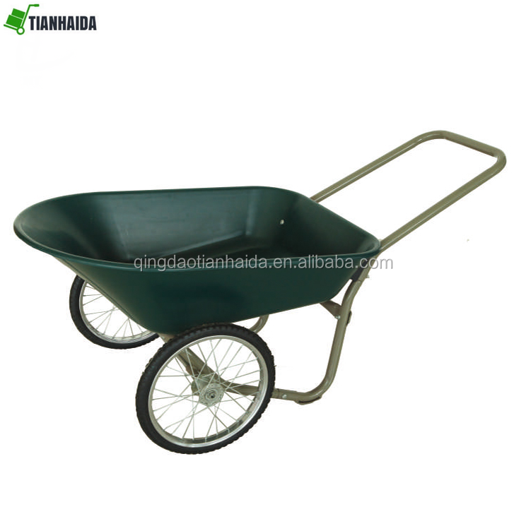 WH3600   100L Three Wheels Uganda Plastic Tray Construction Trolley Wood Handle Wheelbarrow