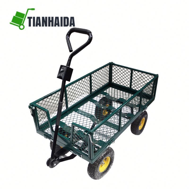 Hot sale  4 Wheel Yard used garden mesh wagon cart