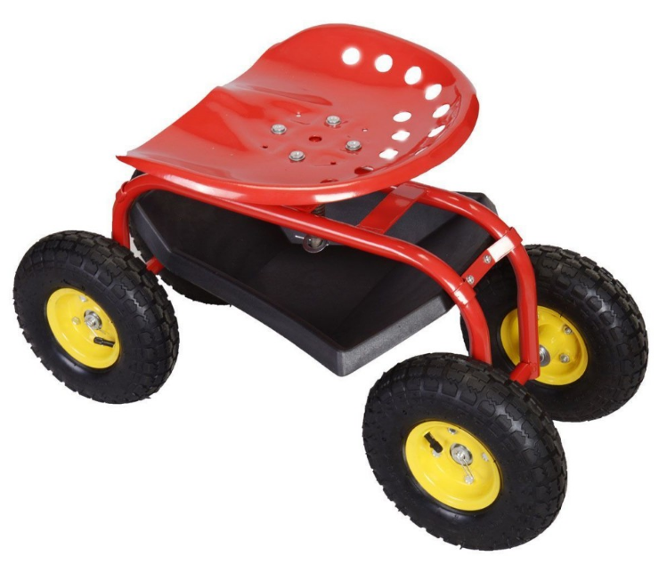 Garden Cart with Seat and Wheels Rolling Garden Stool. 4-Wheel Rolling Gardening Work Seat Cart Lawn Yard Patio Wagon Scooter