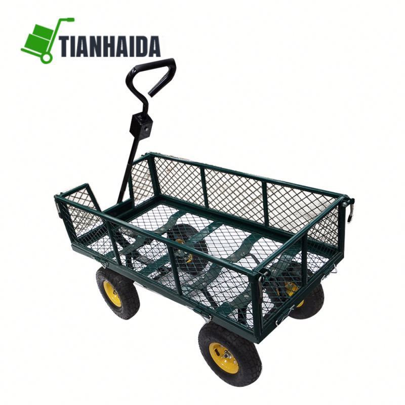 Hot sale  4 Wheel Yard used garden mesh wagon cart